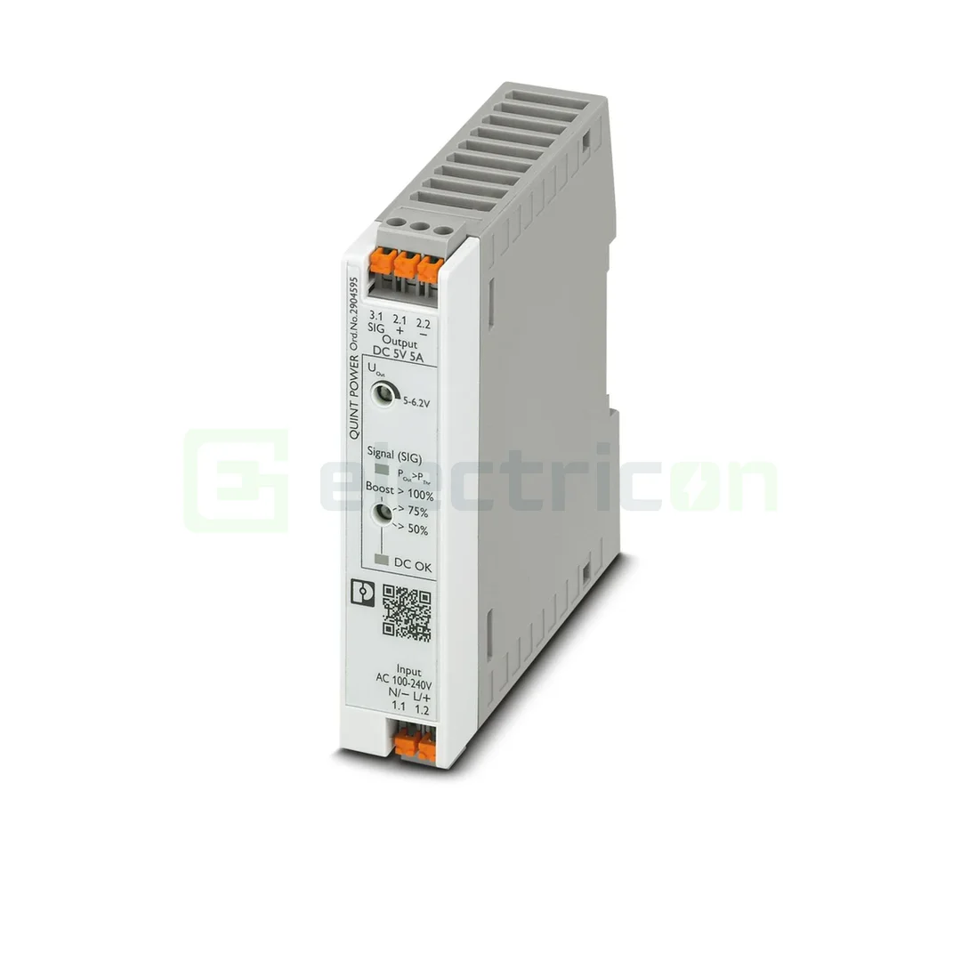Contactori, Relee, Contoare & Surse - Sursa de alimentare pe șină DIN, 5V DC/ 5A , QUINT4-PS/1AC/5DC/5/PT  , Phoenix Contact, 2904595