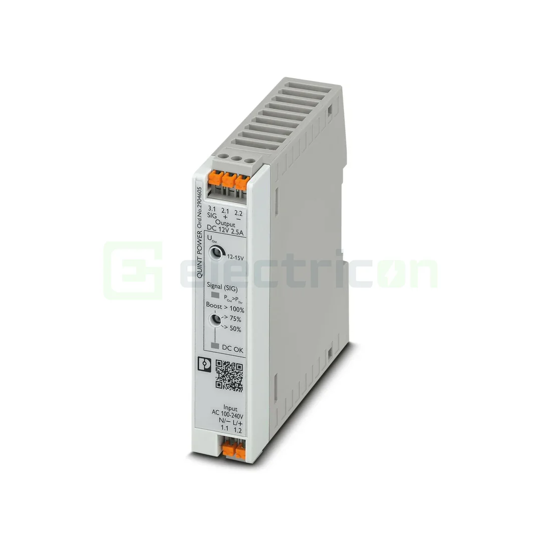 Contactori, Relee, Contoare & Surse - Sursa de alimentare pe șină DIN, monofazic 12V DC/ 2,5A , QUINT4-PS/1AC/12DC/2.5/PT , Phoenix Contact, 2904605