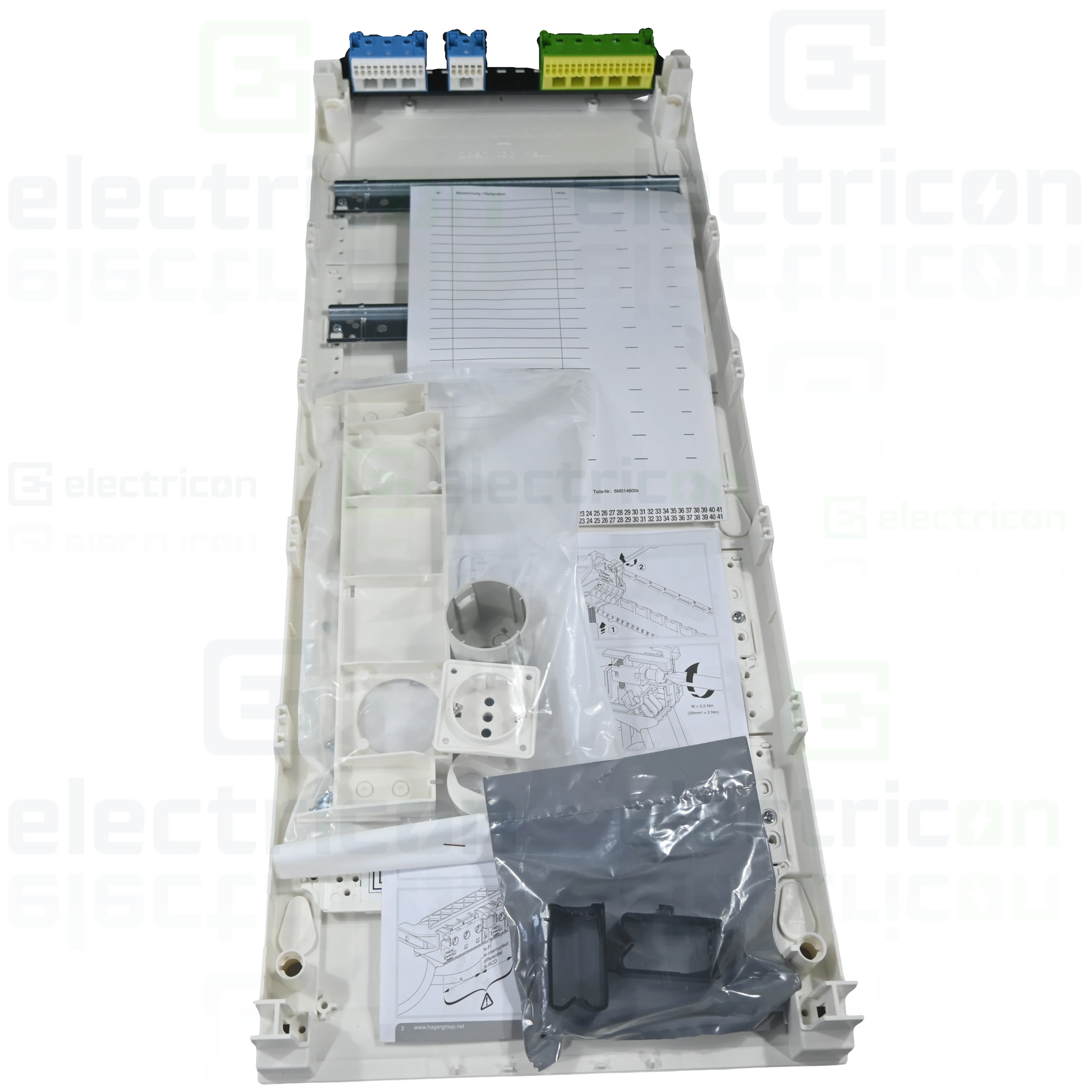 Tablou combo (hibrid), aparent,60 module, (24 module curent +36 module multimedia), IP30, Volta, Hager, VA602NWH [2]