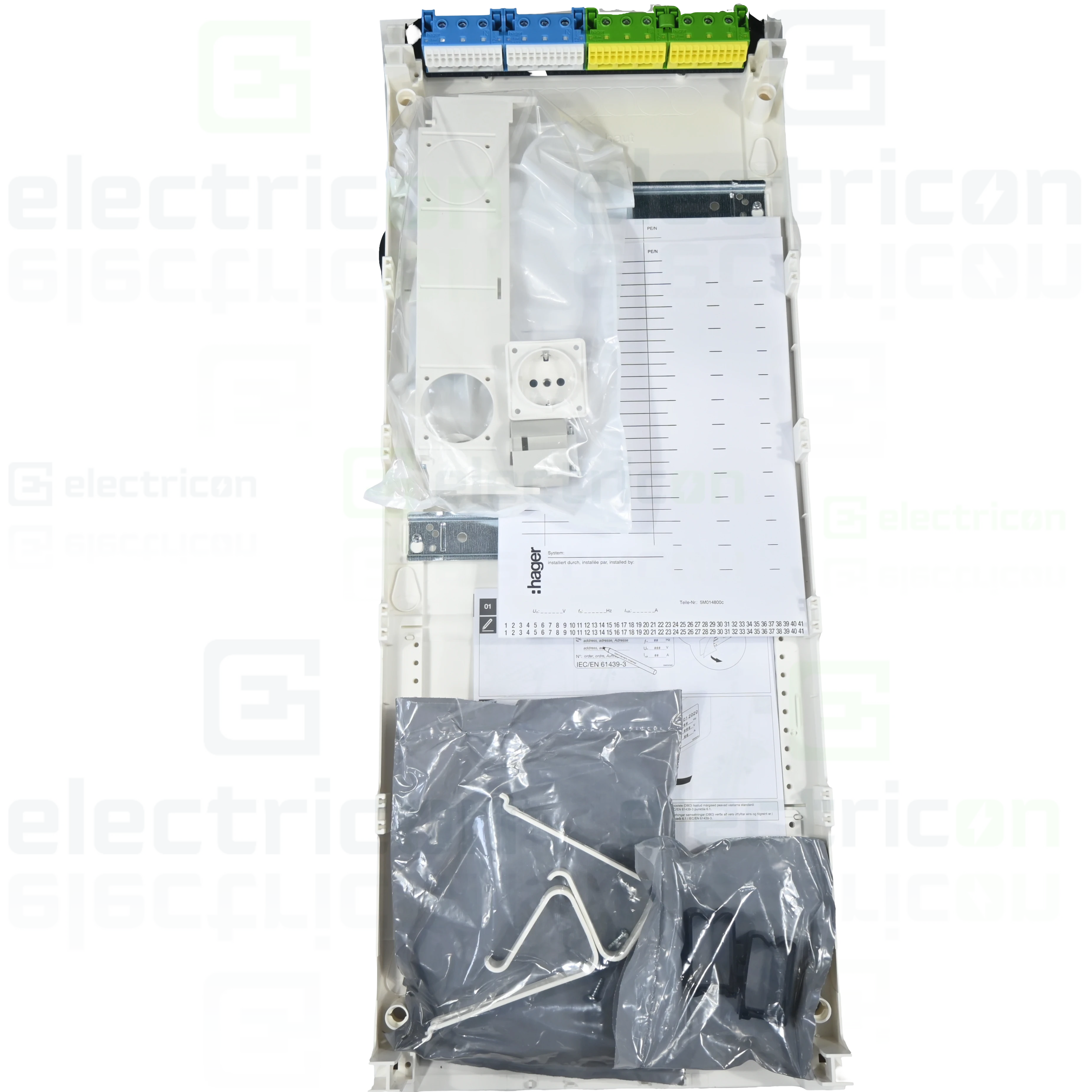 Tablou combo (hibrid), aparent,60 module, (36 module curent +24 module multimedia), IP30, Volta, Hager, VA603NWH [1]