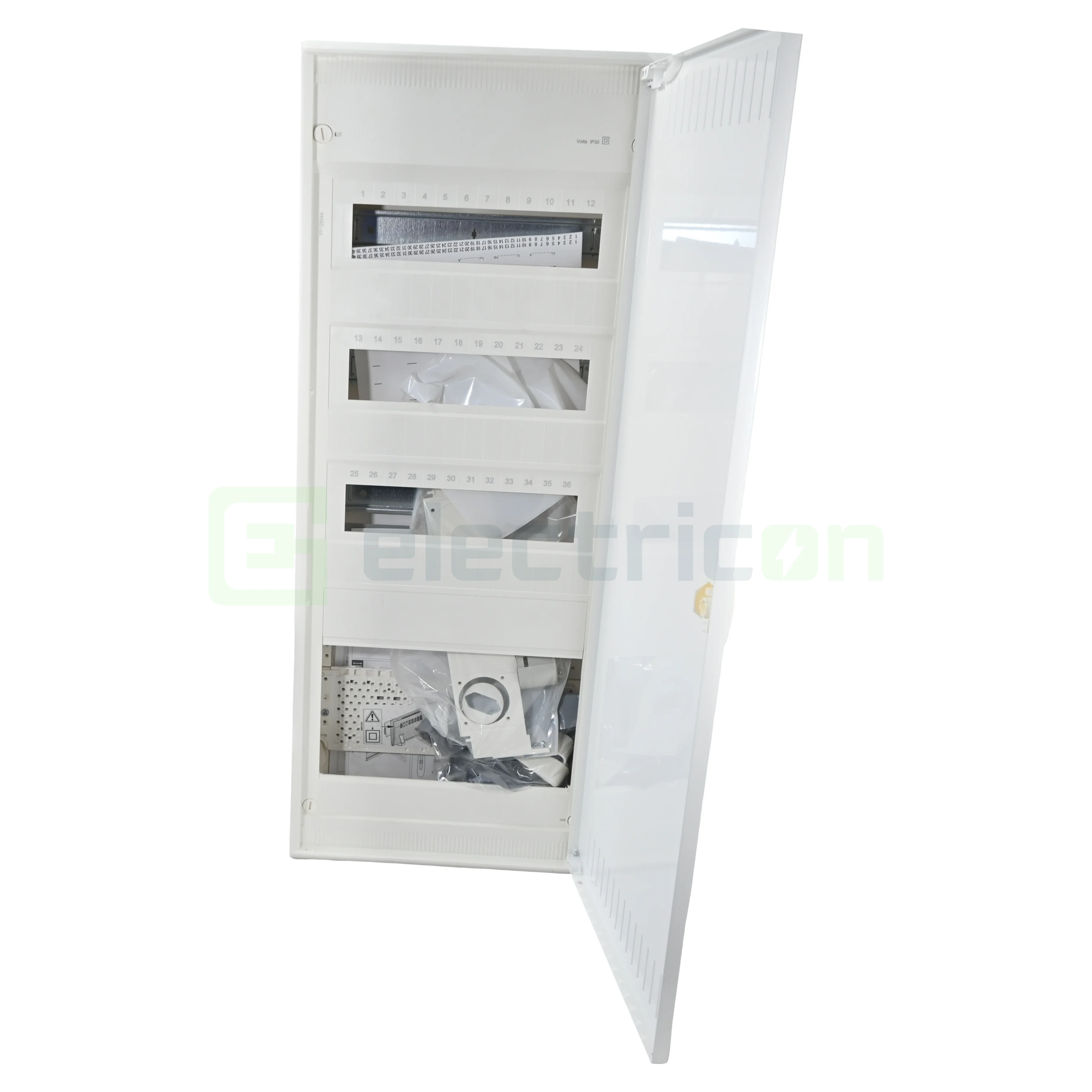 Tablouri combo (hibrid) - Tablou combo (hibrid), aparent,60 module, (36 module curent +24 module multimedia), IP30, Volta, Hager, VA603NWH