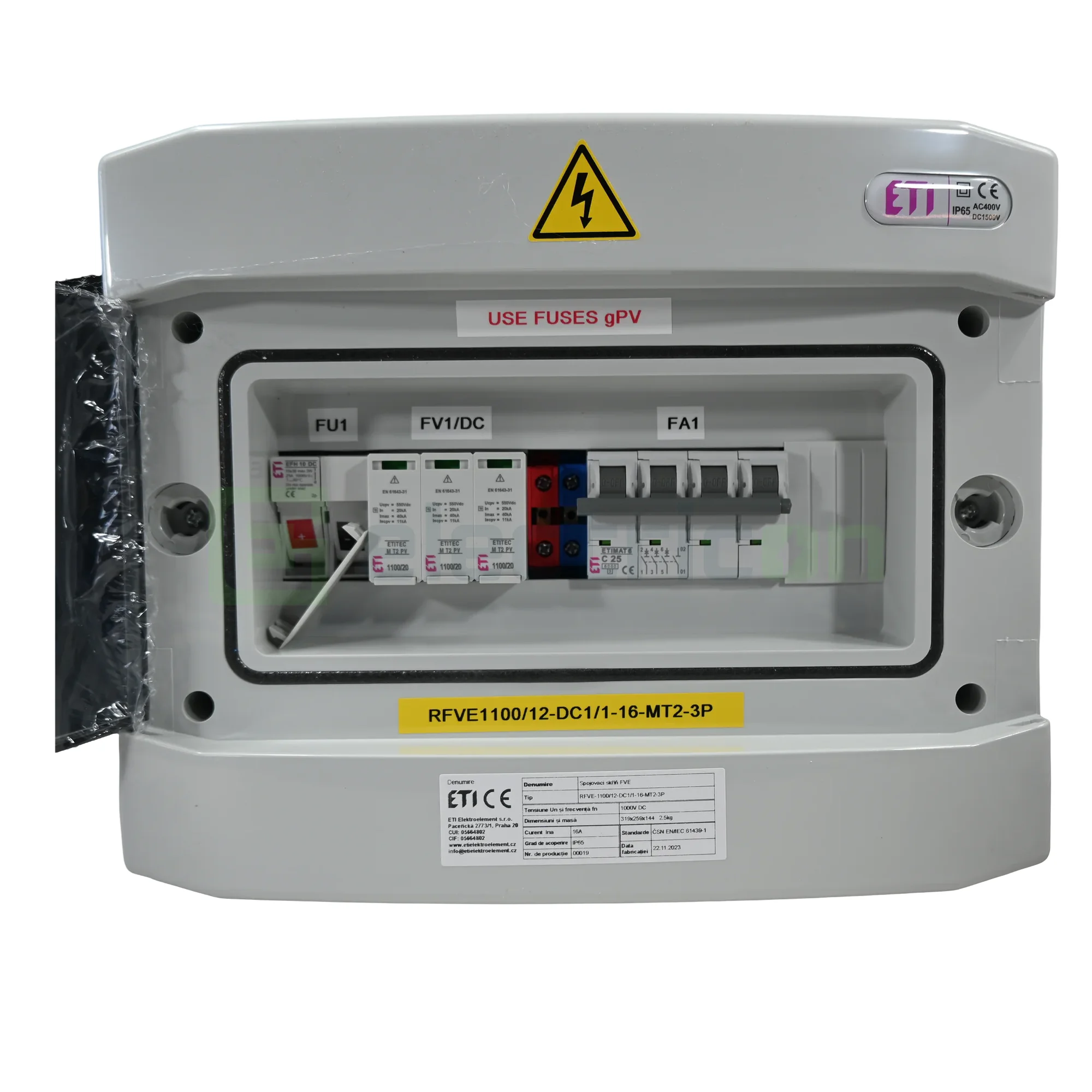 Tablou distributie PV 1100/12-DC1/1-16-MT2-3C25, cu 1 string, ETI, 001107097 [1]
