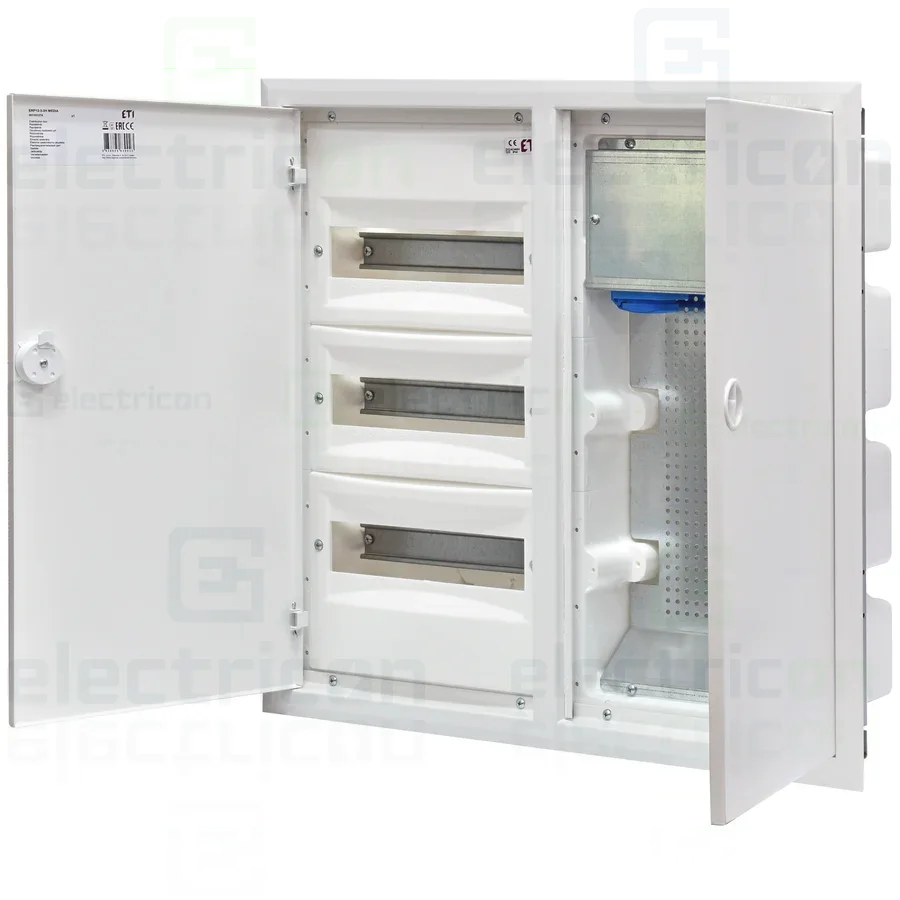 Tablouri combo - Tablou combo (hibrid), incastrat,72 module, (36 module curent +36 module multimedia), IP40, ERP 12-3-3H MEDIA, ETI, 001101374