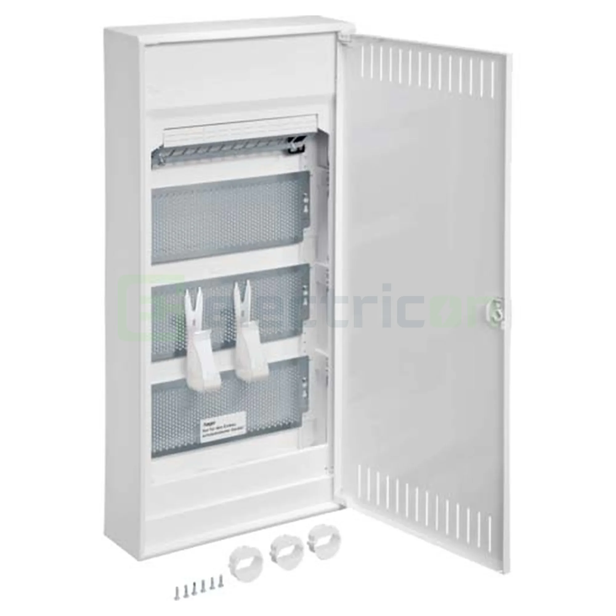 Tablou multimedia, aparent, 48 module (4x12), ușă albă, IP30, Volta, Hager, VA48NW