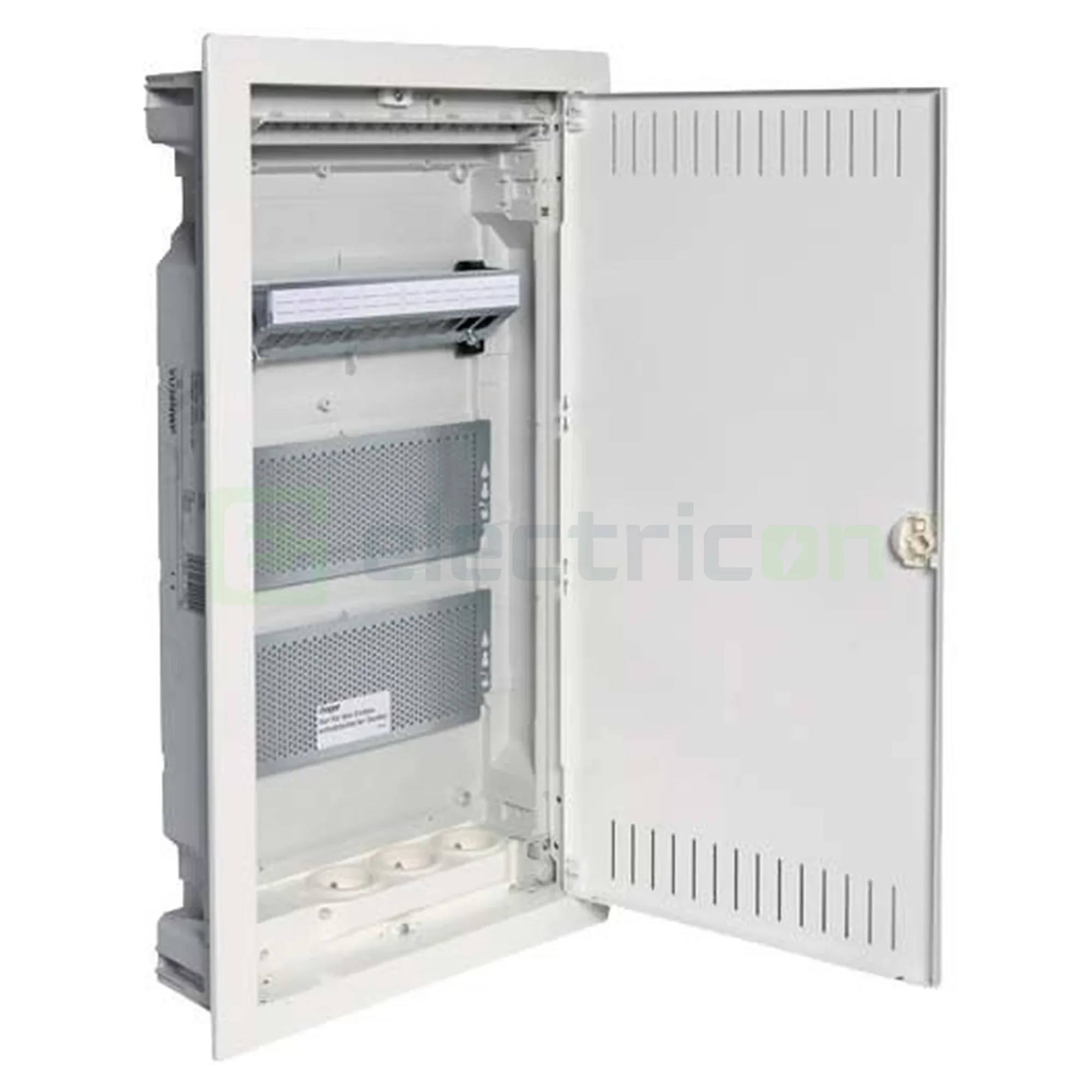 Tablou multimedia metalic, incastrat, 36 module (3x12), ușă albă, Volta, Hager, VU36NW