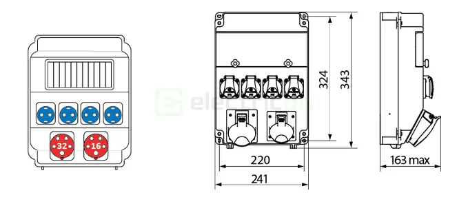Tablou Șantier Mixt 4xSchuko + 2xCEE IP54 ETI 004483302 [6]
