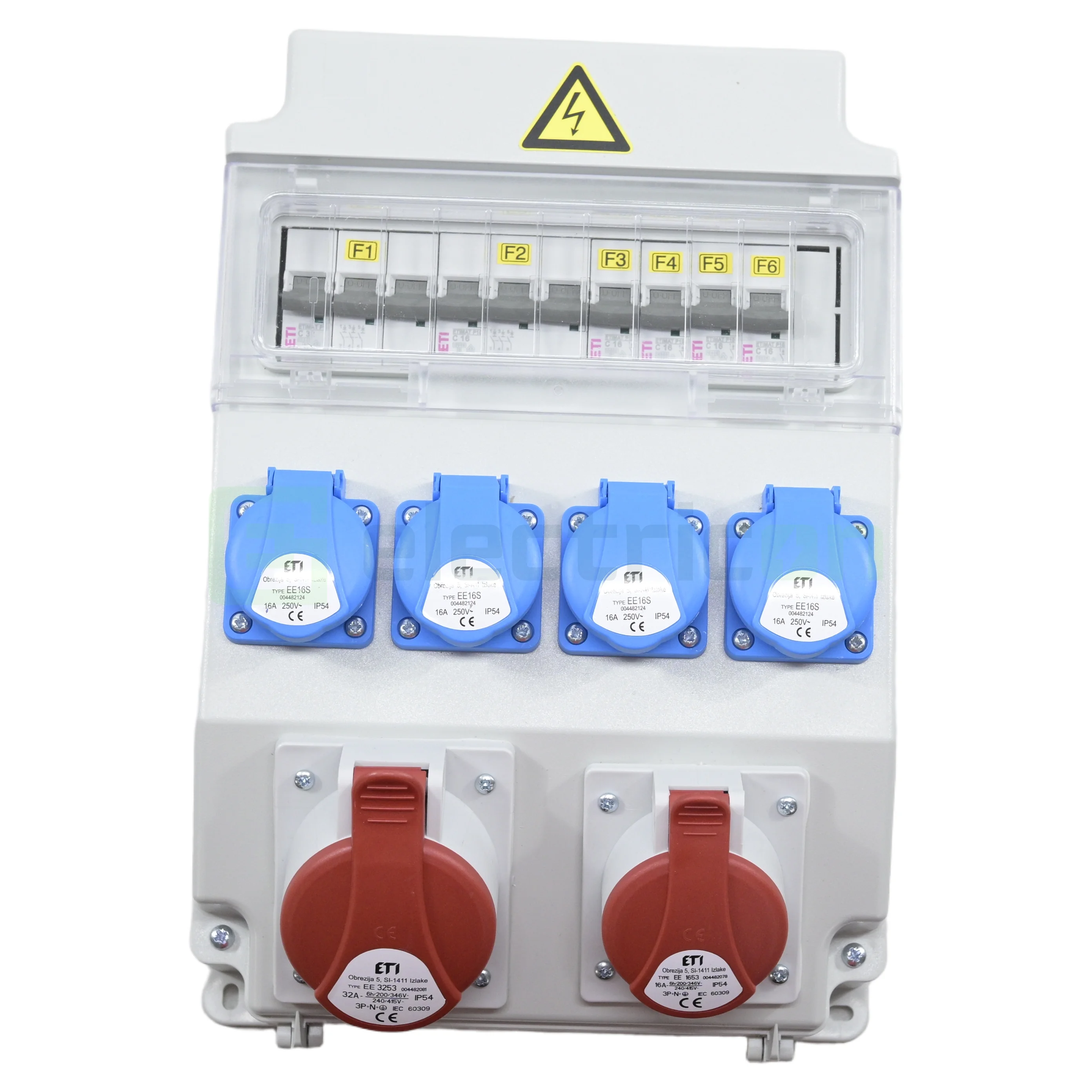 Tablou Șantier Mixt 4xSchuko + 2xCEE IP54 ETI 004483302 [2]