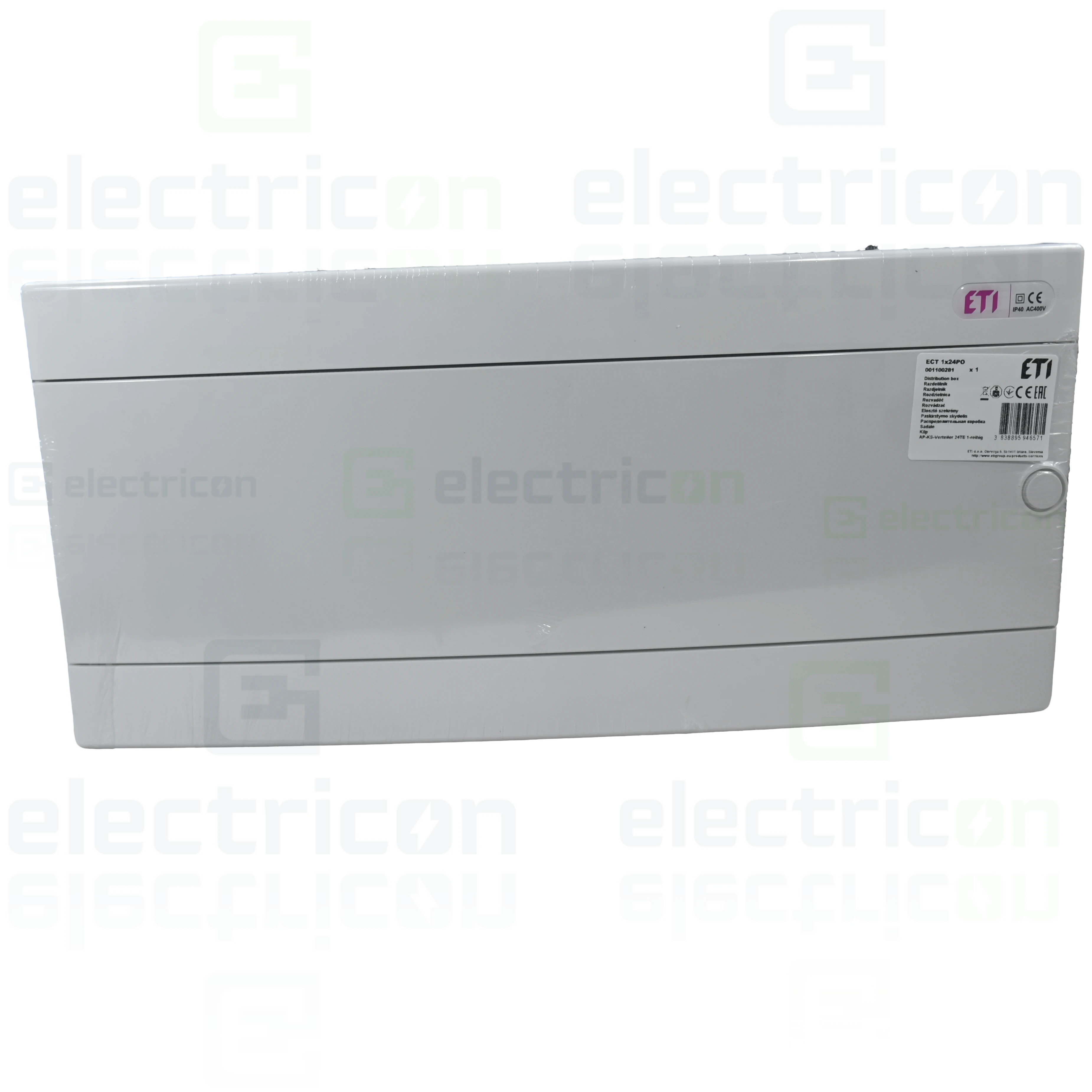 Tablouri de siguranțe electrice - Tablou sigurante, 24 module, aparent, IP40, ECT1x24PO, usa alba, ETI,001100281