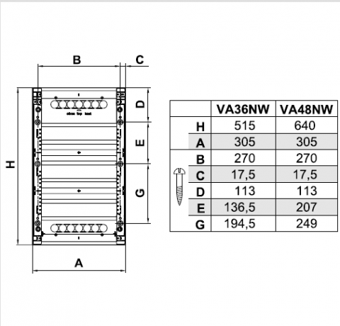 Tablou multimedia, aparent, 48 module (4x12), ușă albă, IP30, Volta, Hager, VA48NW [4]