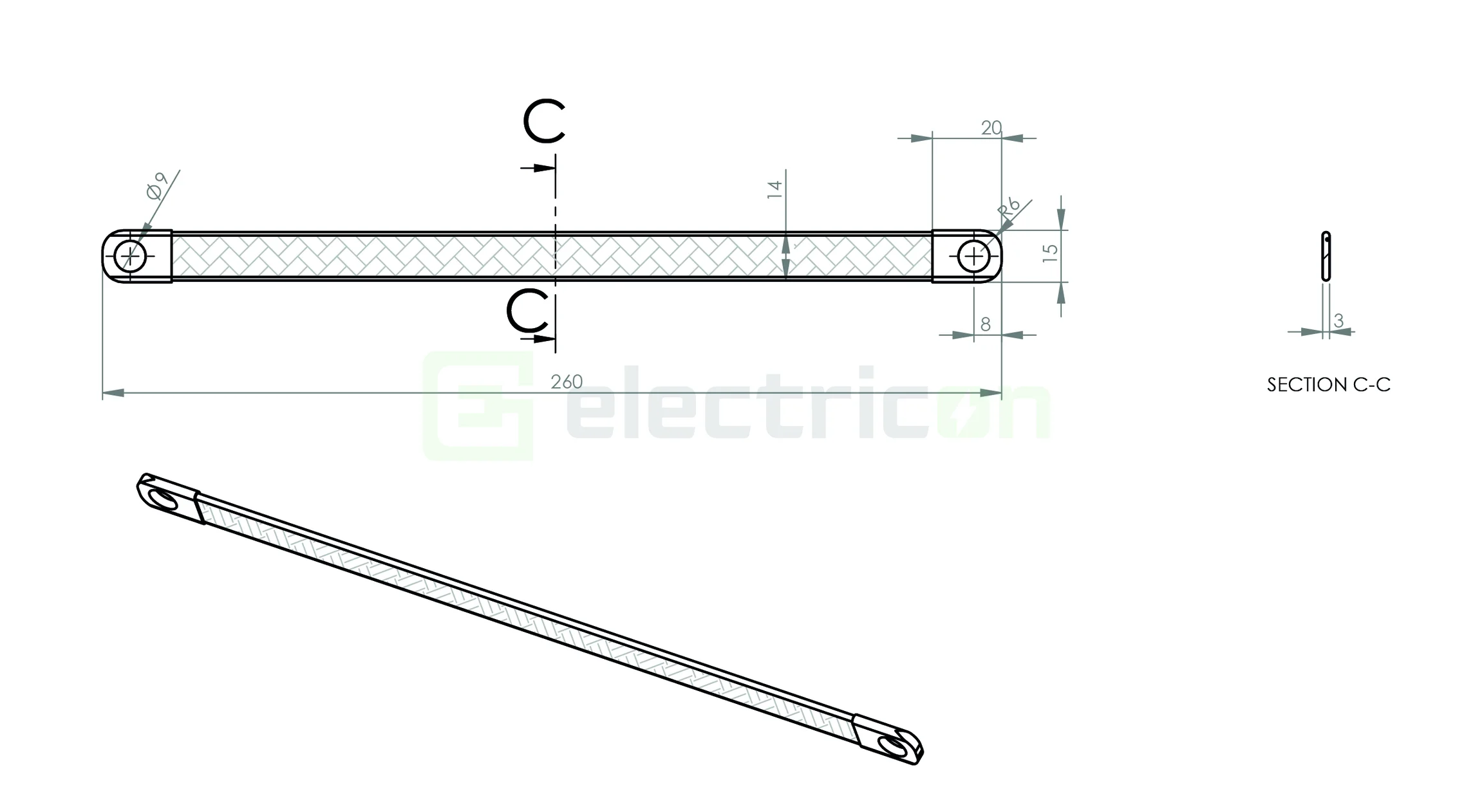 Tresă flexibilă de cupru pentru împământare 260mm Schrack [2]