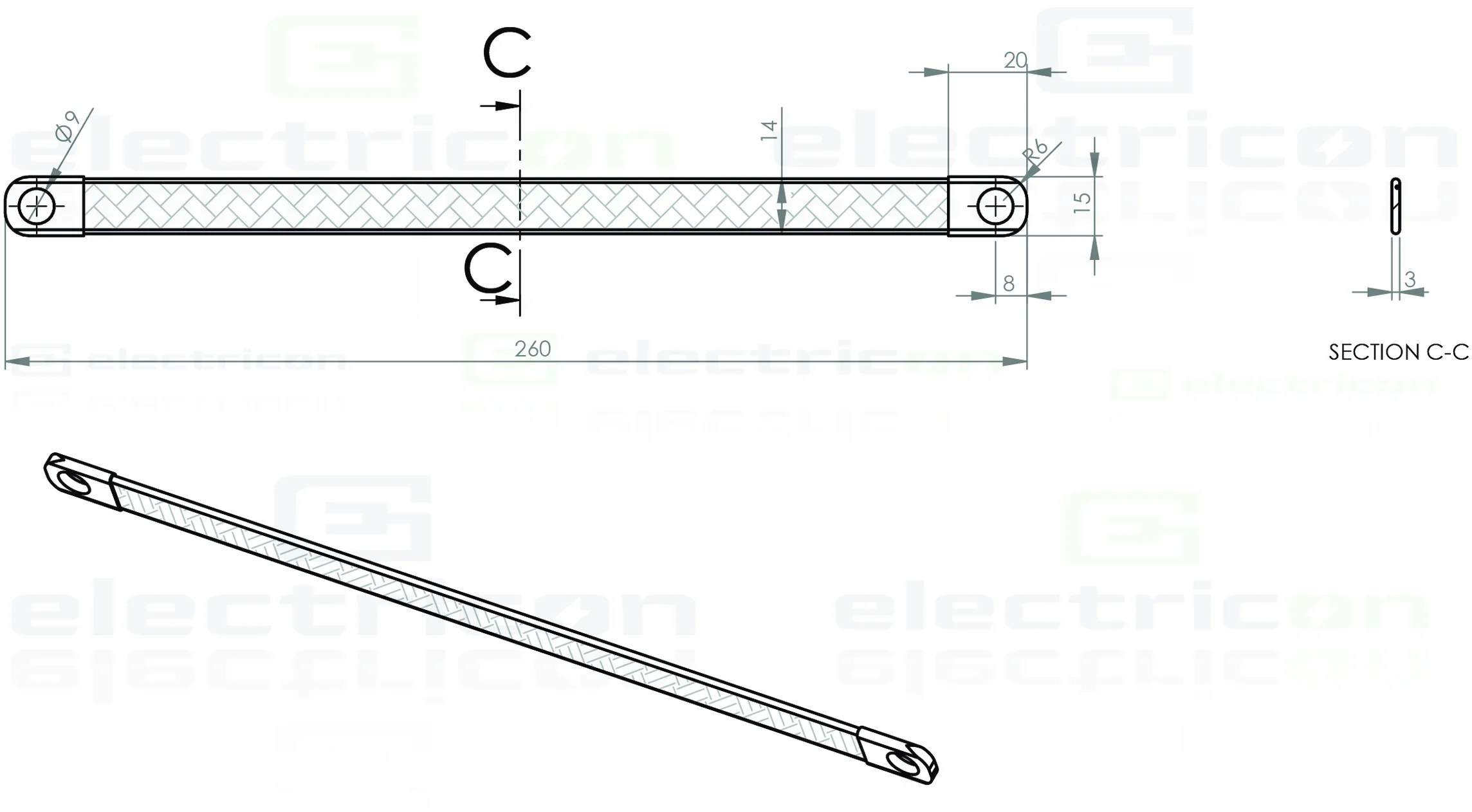 Tresă flexibilă de cupru pentru împământare 260mm Schrack [2]