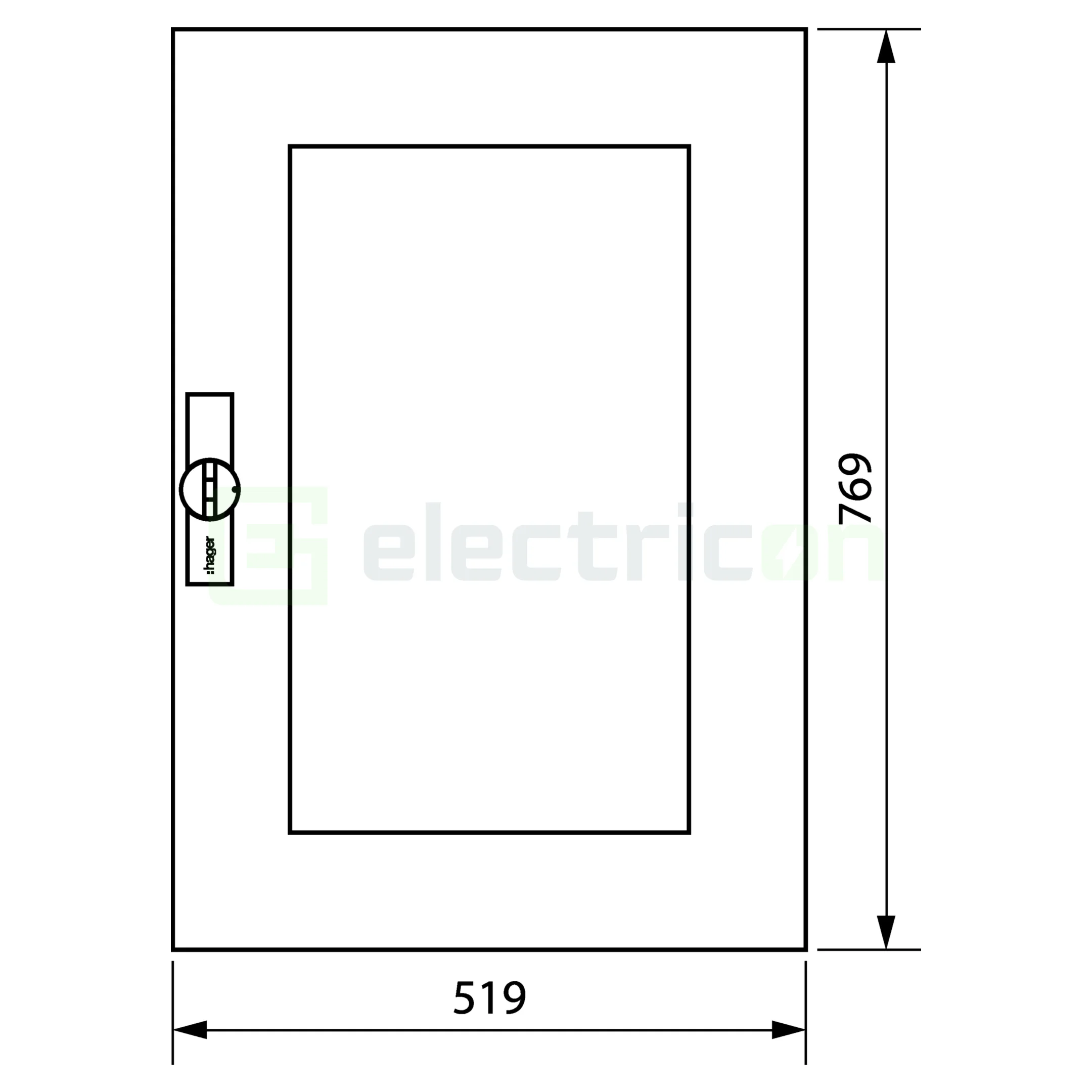 Ușă transparentă, poziție dreaptă pentru tablouri Hager, 800x550mm, Hager, FZ106N [1]