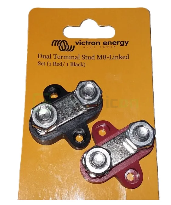 Cabluri interfață - Victron Energy Dual Terminal Stud M8-linked set (1 red 1 black)