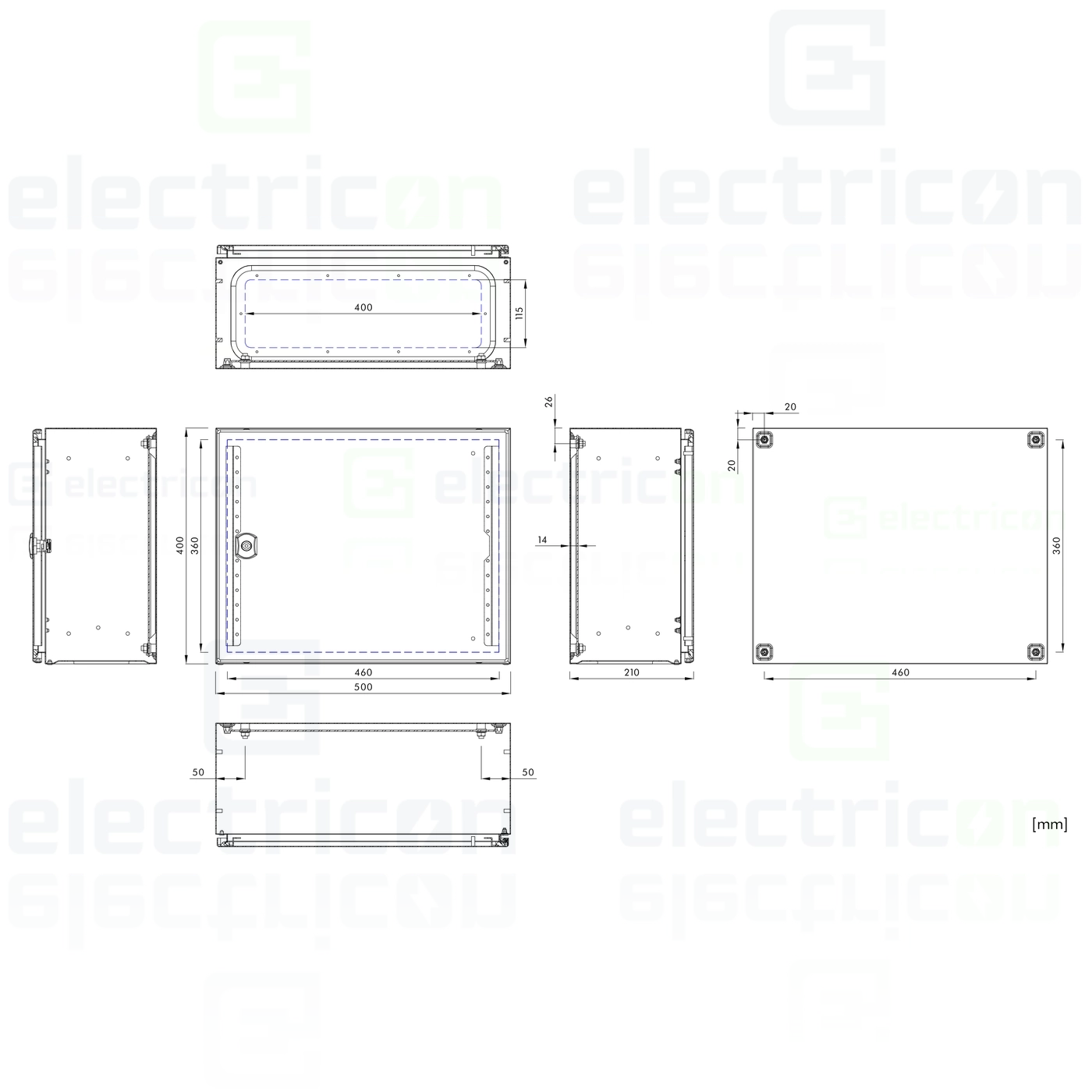 Dulap metalic cu contrapanou si usa, IP66, 400x500x210 mm, Schrack, WSA4050210 [1]