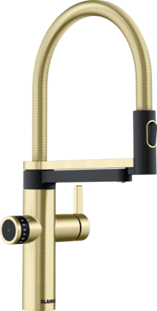 SUPRAFETE METALICE - BLANCO EVOL-S PRO Filter Satin Gold cu cap extractibil cu funcție duș