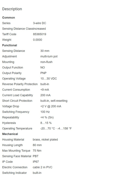 CS30-N30PO80-A2P, Senzor capacitiv M30, Sn = 30 mm, ecranat, NO, PNP, 10-30 VDC, precablat 2 m, 3 fire - Copie [4]