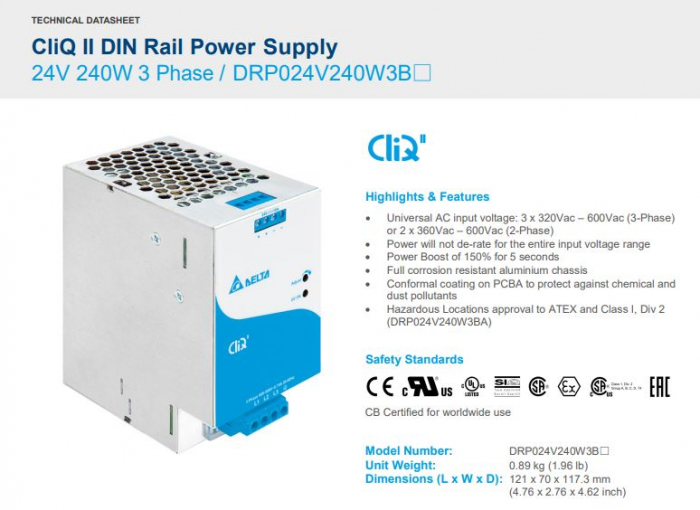 DRP024V240W3BN, Sursa de alimentare 24 VDC, 10 A, 240 W, alimentare trifazata, carcasa metalica [2]