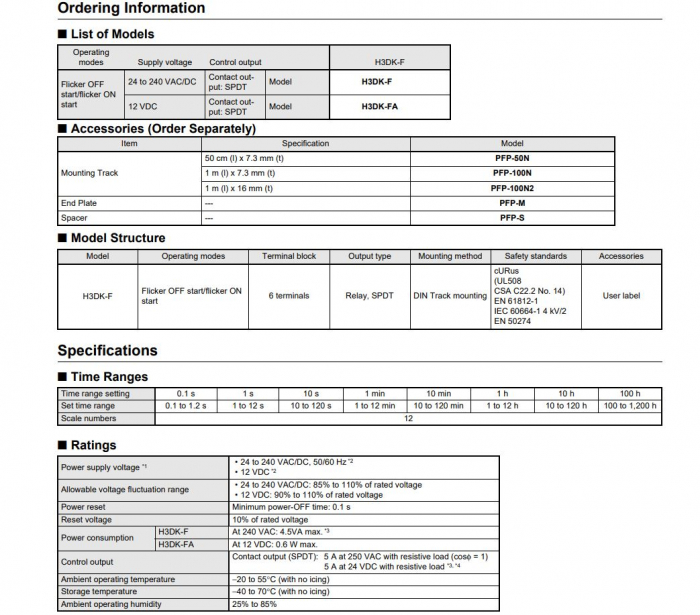 H3DK-F 24-240AC/DC, Releu de timp, Interval citire: 0,1s-1200h,  24÷240VAC; 24÷240VDC, 250VAC/5A [2]