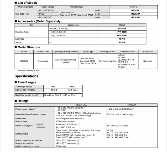 H3DK-GE 240-440AC, Releu de timp, Interval citire: 1s...120s, 240...440V AC, triunghi, 250V AC / 1A [2]