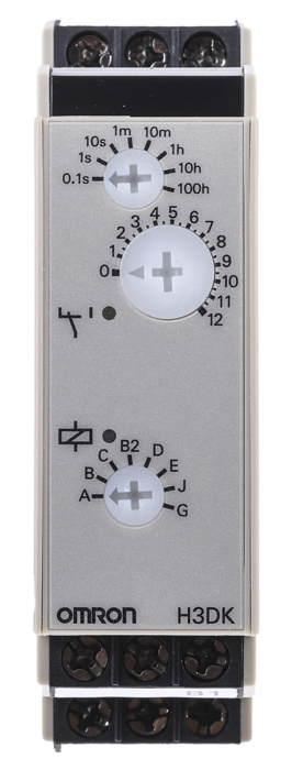 H3DK-M1A 12DC, Releu de timp, Interval citire: 0,1s...1200h, 12V AC/DC, 8 moduri functionare, 250V AC / 5A [2]