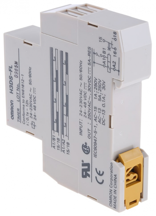 H3DS-FL Releu de timp, Interval citire: 0,1s...12h,  24÷230V AC, 24÷48V DC, 2 moduri functionare, 250V AC / 5A [2]