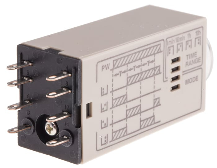H3YN-21 DC24, Timer, 0.1min ÷ 10 h, DPDT; 250V AC / 5 A, Ualim: 24V DC, soclu, -10÷50°C, PIN: 8 [3]