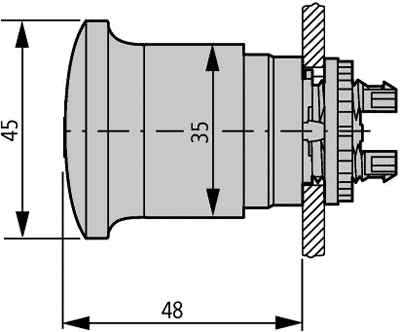 M22-PVLT45P, Comutator emergency,  22mm, iluminat [2]