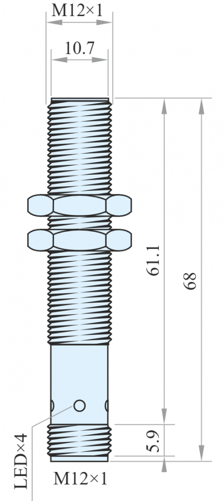 IPS12-S4DO68-A12, Senzor inductiv M12, Sn = 4 mm, ecranat, NC+NO, PNP, 10-30 VDC, conector M12, 4 pini [2]