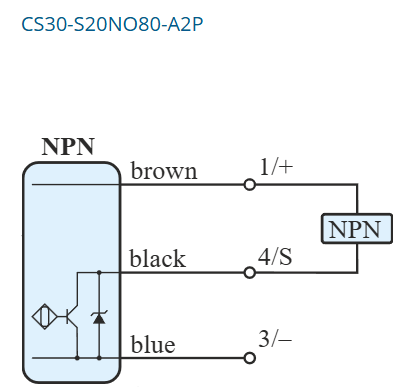 CS30-S20NO80-A2P, Senzor capacitiv M30, Sn = 20 mm, ecranat, NO, NPN, 10-30 VDC, precablat 2 m, 3 fire [3]