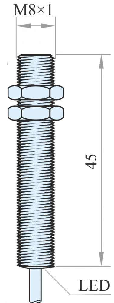 IPS8-S2DO45-A2P, Senzor inductiv M8, Sn = 2 mm, ecranat,  NO, 10-30 VDC, precablat 2m, 2 fire [2]