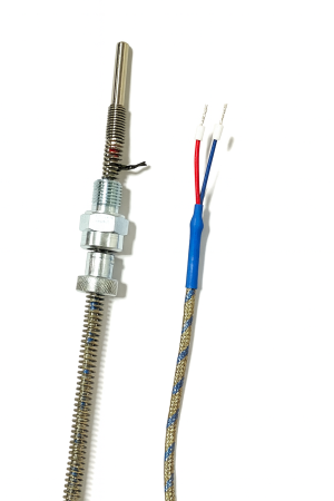 Accesorii - 2000.00.794.(TCJ-6X100-A304-1/4"-BAI-2.0TTS), Sonda de temperatura termocuplu tip J(2 fire), diametru teaca Ø = 6mm, lungime teaca 100mm, niplu de prindere pe arc, cablu de 2m cu tresa metalica