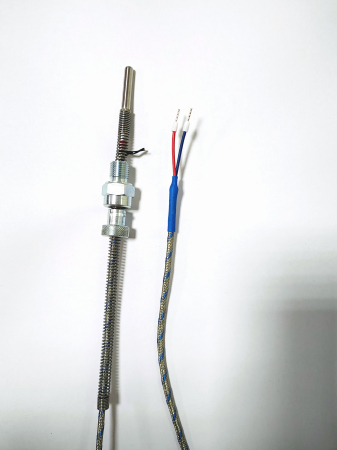 Termocuple si termorezistente - 2000.00.795 (TCJ-6X30-A304-1/4"-BAI-5.0TTS), Sonda de temperatura termocuplu tip J(2 fire), diametru teaca Ø = 6mm, lungime teaca 30mm, niplu de prindere pe arc, cablu de 5m cu tresa metalica