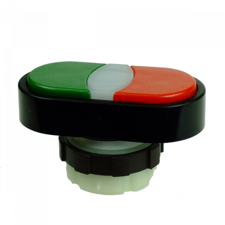 Butoane si accesorii - B3DT-GRE/RED, buton dual cu revenire, rosu-verde, rama neagra