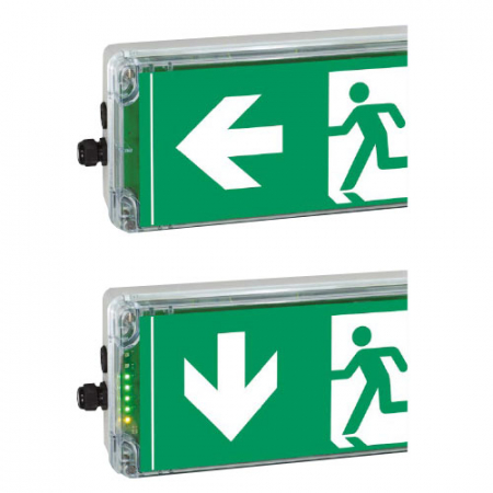 ATEX - EXIT including cover with silk-screen pictogram (arrow 9h)