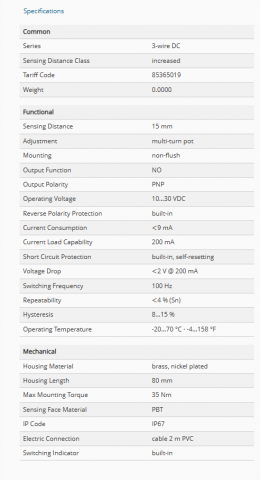 CS18-N15PO80-A2P, Senzor capacitiv M30, Sn = 15mm, ecranat, NO, PNP, 10-30 VDC, precablat 2 m, 3 fire [2]