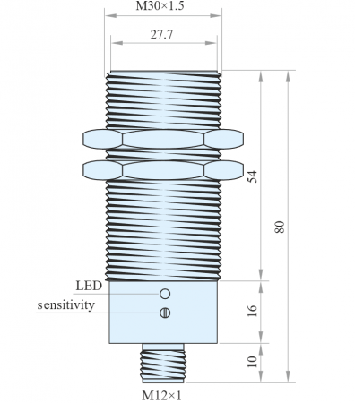 CS30-S20PO80-A12, Senzor capacitiv M30, Sn 20 mm, ecranat, NO, PNP, 24 VDC, conector M12 [1]