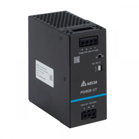 Seria Force-GT - DRF-24V480W1GBA, Sursa de alimentare, 24 V, 20 A, 480 W, contact DC, monofazata, montaj sina DIN, carcasa metalica