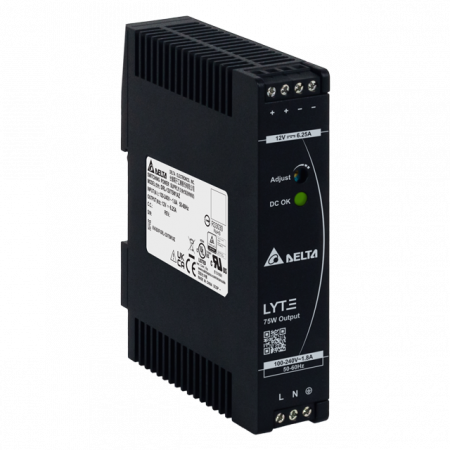 Control si comutatie - DRL-12V75W1AZ, Sursa de alimentare, 12 V, 6.25 A, 75 W, monofazata, montaj sina DIN, carcasa plastic