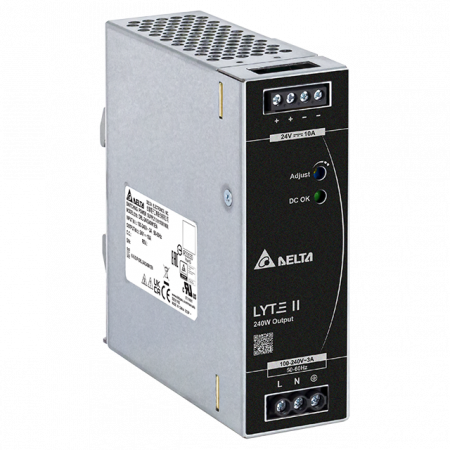 Control si comutatie - DRL-24V240W1EN, Sursa de alimentare, 24 V, 10 A, 240 W, monofazata, montaj sina DIN, carcasa metalica