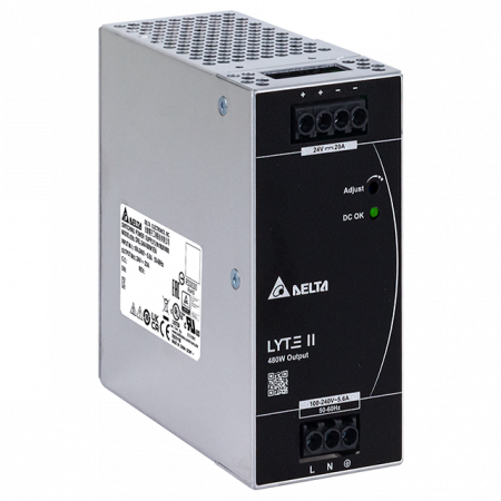 Control si comutatie - DRL-24V480W1EN, Sursa de alimentare, 24 V, 20 A, 480 W, monofazata, montaj sina DIN, carcasa metalica