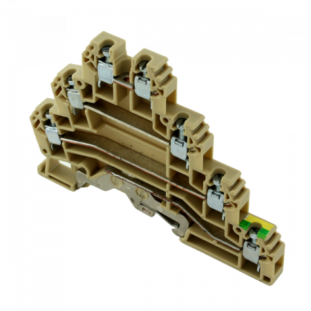 Cleme 2.5mm - ERT3EBEIGE, cleme sir 2.5mm², 300V, 24A, trei etaje si impamantare, bej