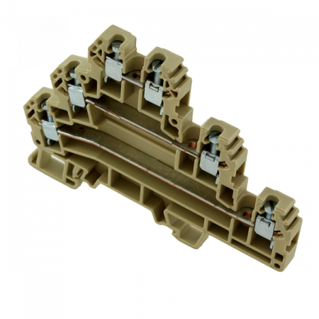 Cleme 2.5mm - ERT3BEIGE, cleme sir 2.5mm², 300V, 24A, trei etaje, bej