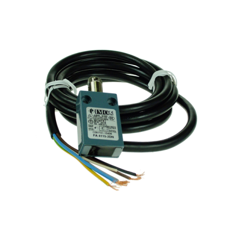 Standard Heavy Duty - FA4115-2DN, Comutator de limita miniatural, cu rola si piston cablat, montaj in linie, contacte NO+NC cu actiune rapida, cablu 2 m, carcasa metalica acoperita cu pulbere epoxidica
