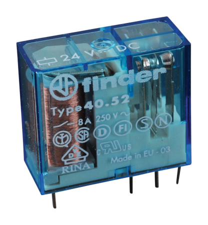 Relee plug in - 1 Pol - FIN.40.52.9.024.0000, Releu: electromagnetic, SPDT; Ubobina: 24 VDC, 2 contact, 8 A