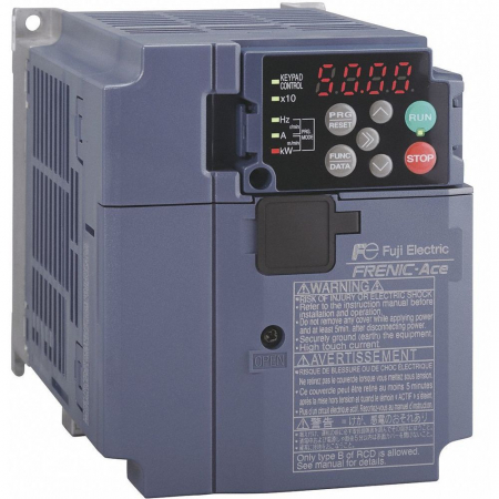 Frenic-Ace - FRN002E2S-4GB, Convertizor seria Frenic-Ace, Normal Duty 0.75 kW, Heavy Duty 0.75 kW, control V/F, fara Filtru EMC, Tranzistor de franare inlcus, Control vectorial pentru motoare sincrone, RS485