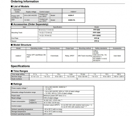 H3DK-F 24-240AC/DC, Releu de timp, Interval citire: 0,1s-1200h,  24÷240VAC; 24÷240VDC, 250VAC/5A [1]