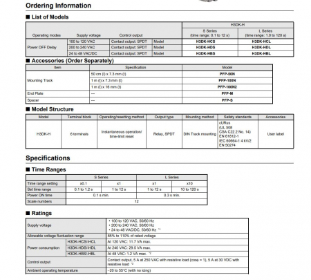 H3DK-HBL 24-48AC/DC, Releu de timp, Interval citire: 1s...120s, 24-48AC/DC, intarziere deconectare, 250V AC / 1A [1]