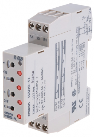 Protectia circuitului - H3DS-FL Releu de timp, Interval citire: 0,1s...12h,  24÷230V AC, 24÷48V DC, 2 moduri functionare, 250V AC / 5A