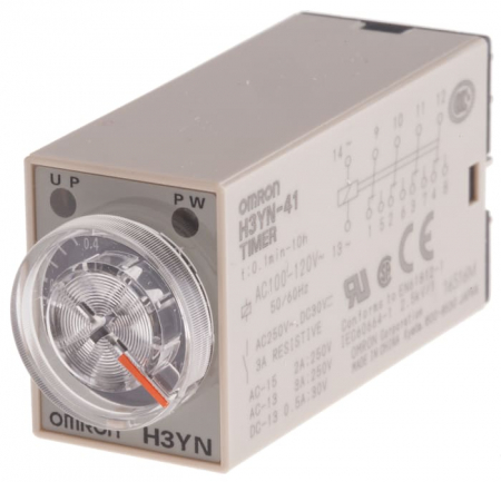 Protectia circuitului - H3YN-4 AC100-120, Timer,  0.1s÷10min; 4PDT, 250V AC / 3 A,  Ualim: 100÷120V AC, soclu, IP40