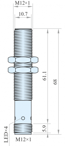 IPS12-S8PO68-A12, Senzor inductiv M12, Sn = 8 mm, ecranat, PNP, NO, 10-30 VDC, conector M12, 4 pini [1]